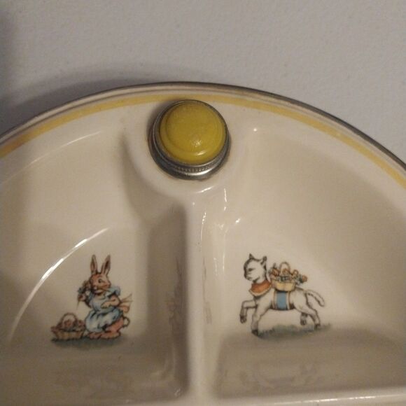 Vintage 1940's Bartsch Children's Warming Dish w/ Handles 3 Compartment - Picture 6 of 12